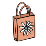 Shopping Bag with Flower Illustration Icon