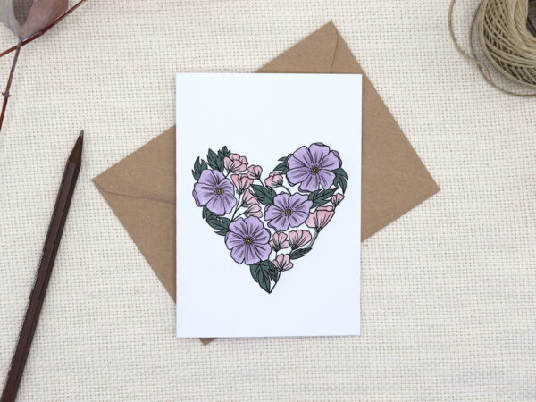 Carte de Voeux Coeur Floral