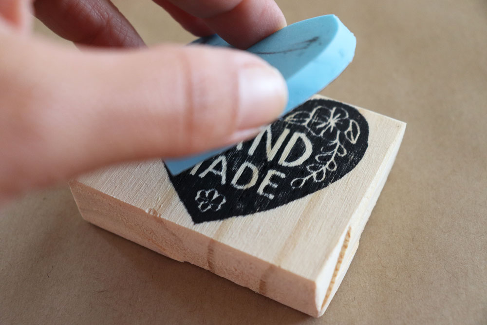 Stamping on wood block