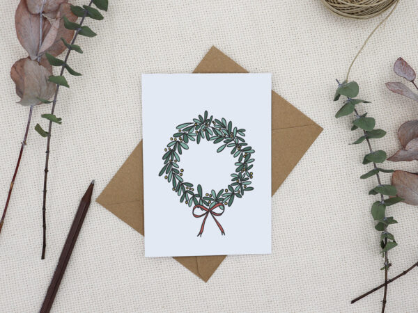 Couronne De Noel Christmas Wreath Card