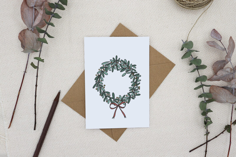 Couronne De Noel Christmas Wreath Card